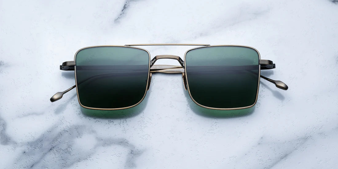 JMM Altamont square sunglasses in antique gold with double bridge