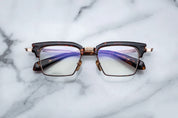 JMM Alin panto shape frame with tortise acetate at the top and metal rim with tort overlying