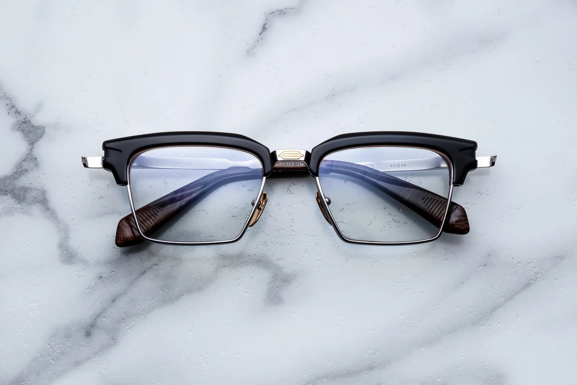 JMM alin Noir X black acetate top. with silver bottom rim
