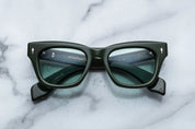 JMM dealan wayfer shaped sunglass in deep green acetate 