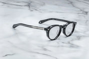 Panto round acetate frames in black with silver detail at the corners JMM Demoncey