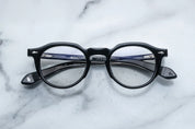 Panto round acetate frames in black with silver detail at the corners JMM Demoncey