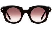 matt black round sunglasses with brown lens