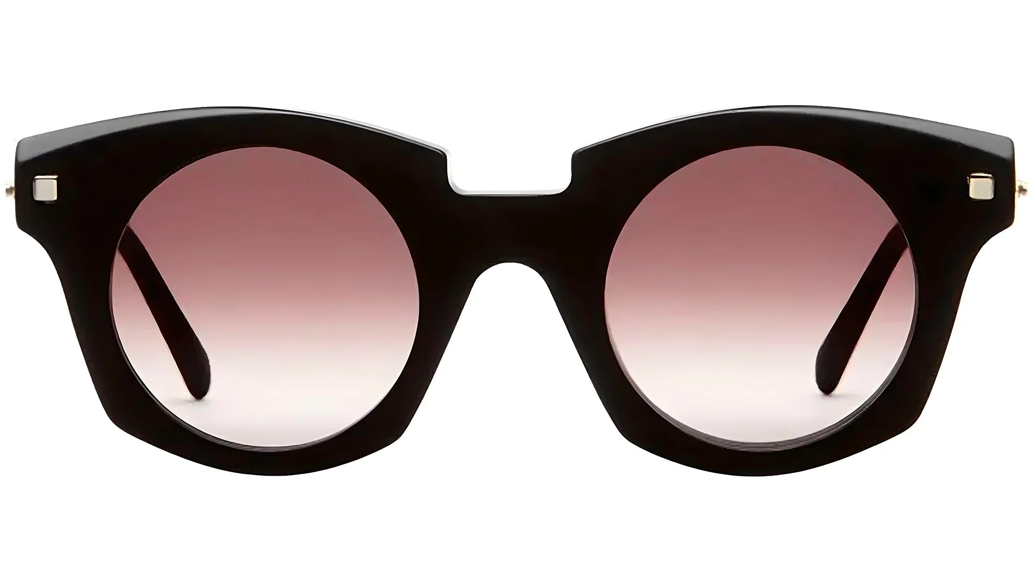 matt black round sunglasses with brown lens