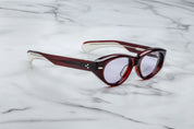 Cat eye shaped sunglass in red side view
