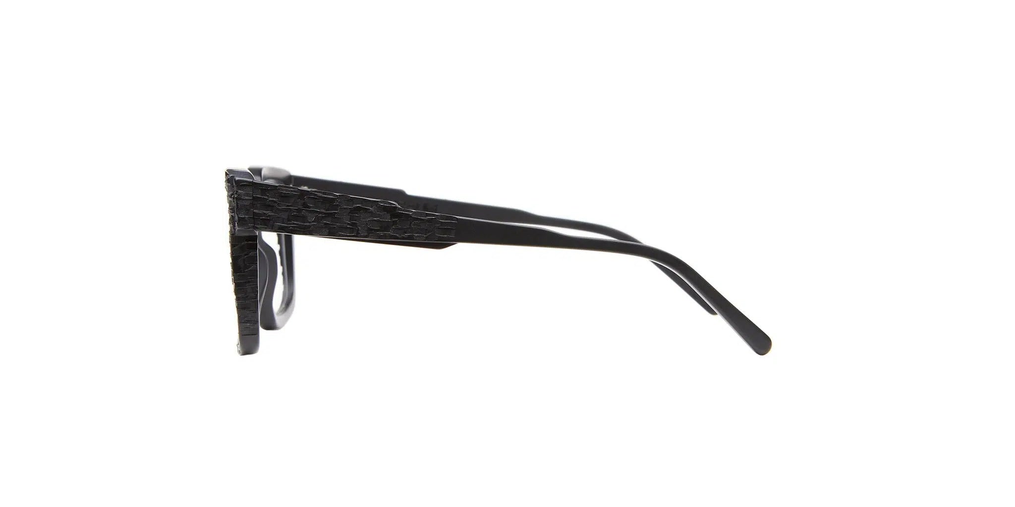side view of textured black matt frame