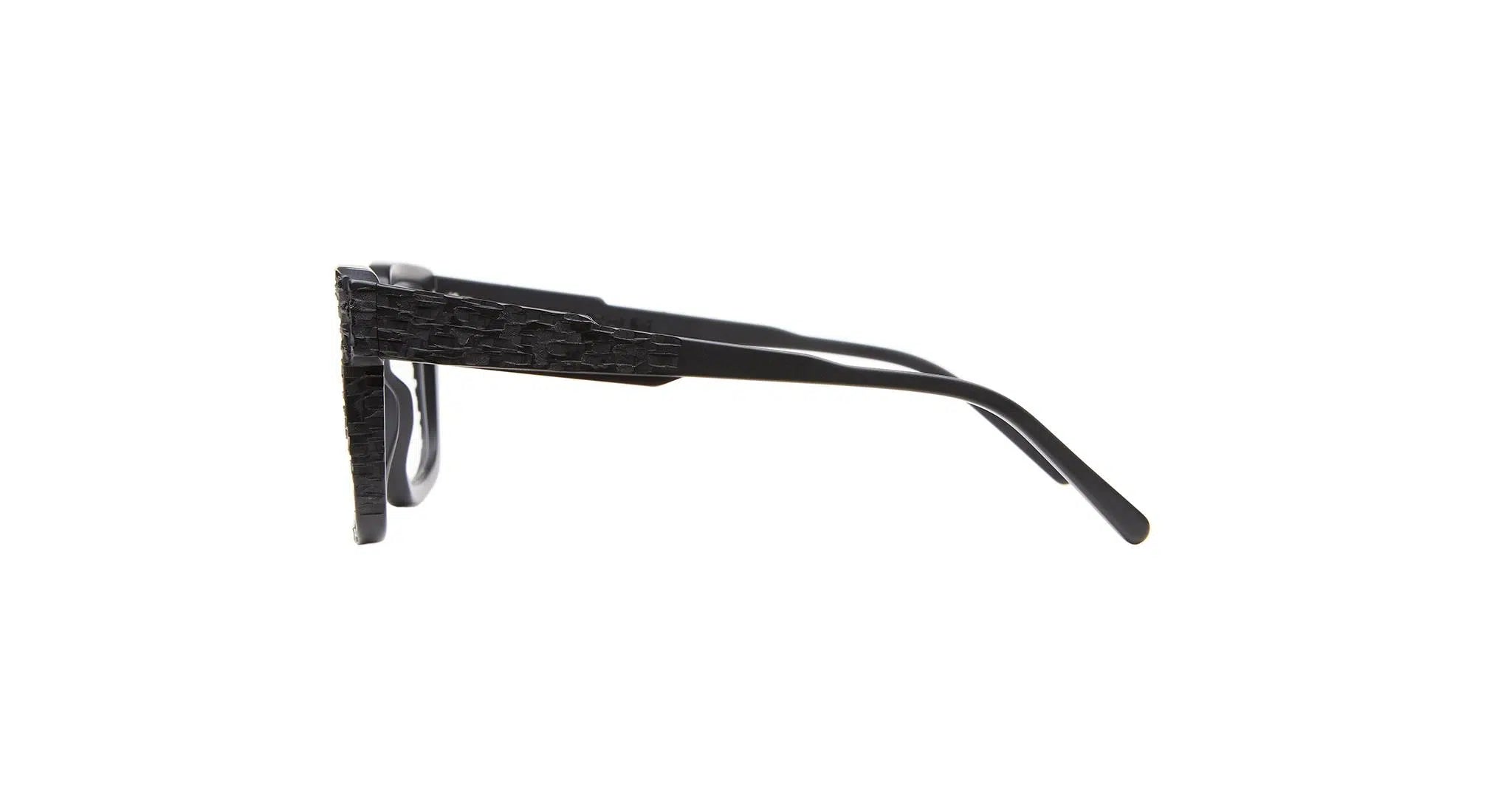 side view of textured black matt frame