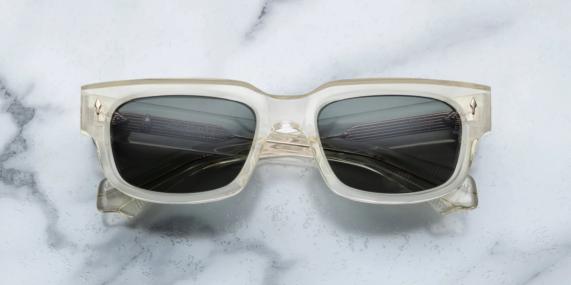 champagne colours sunglasses with sterling silver arrow head motify on the sides JMM mattei brut
