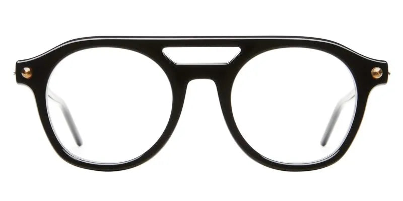 Black rounded aviator acetate frame 