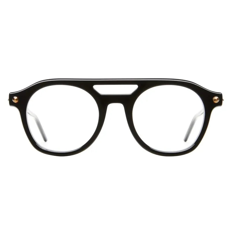 Black rounded aviator acetate frame 