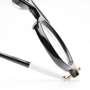 Close up of black aviator frame