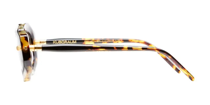 Side view of frame with black and tortishell temples