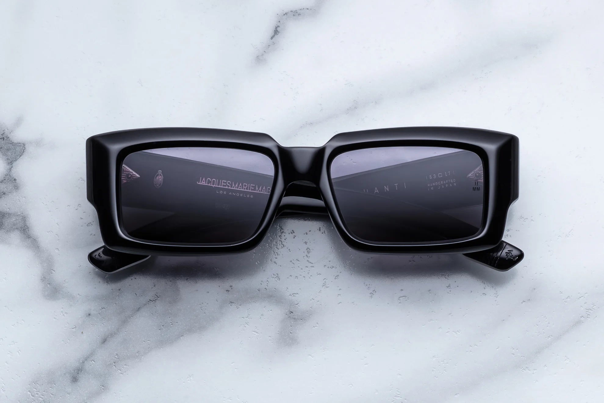 black rectangular acetate sunglass