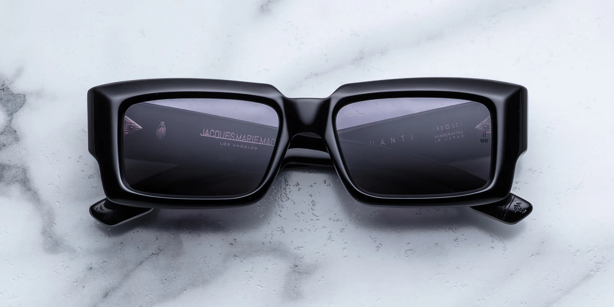 black rectangular acetate sunglass