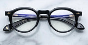 Panto round acetate frames in black with golddetail at the corners JMM Demoncey