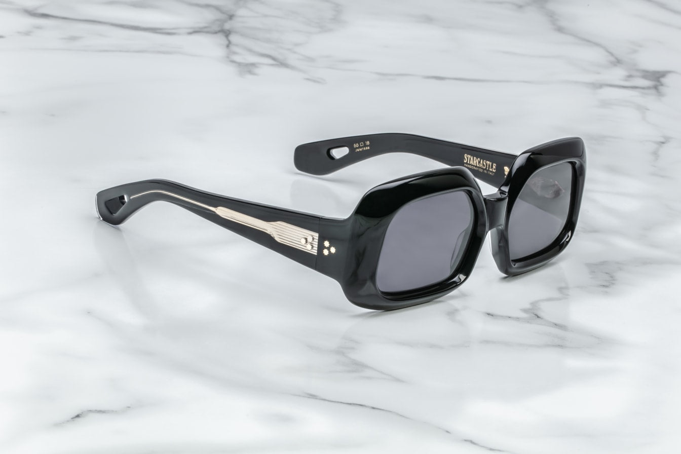 Large black sunglasses with detal on the temples