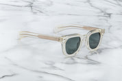 Wayfer style sunglass in champagne JM Vendome colour Brut with signatrue arrow head detail side view