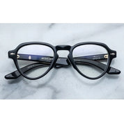 aviator shaped frame in black with crystal inline shell frame 