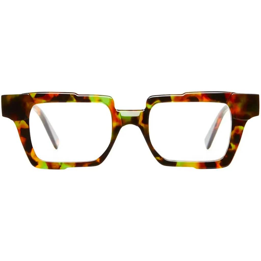 Retangular frame in tortishell with green mixed in