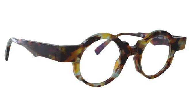 round mottled tortishell glasses side view