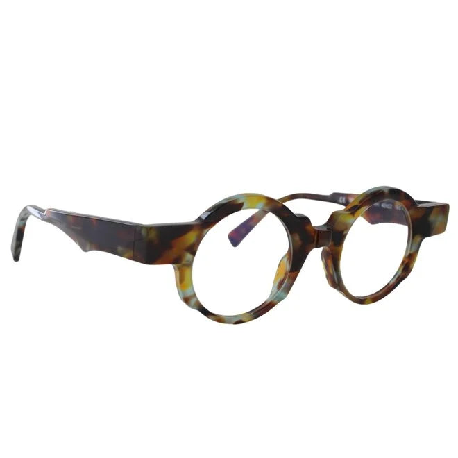 round mottled tortishell glasses side view